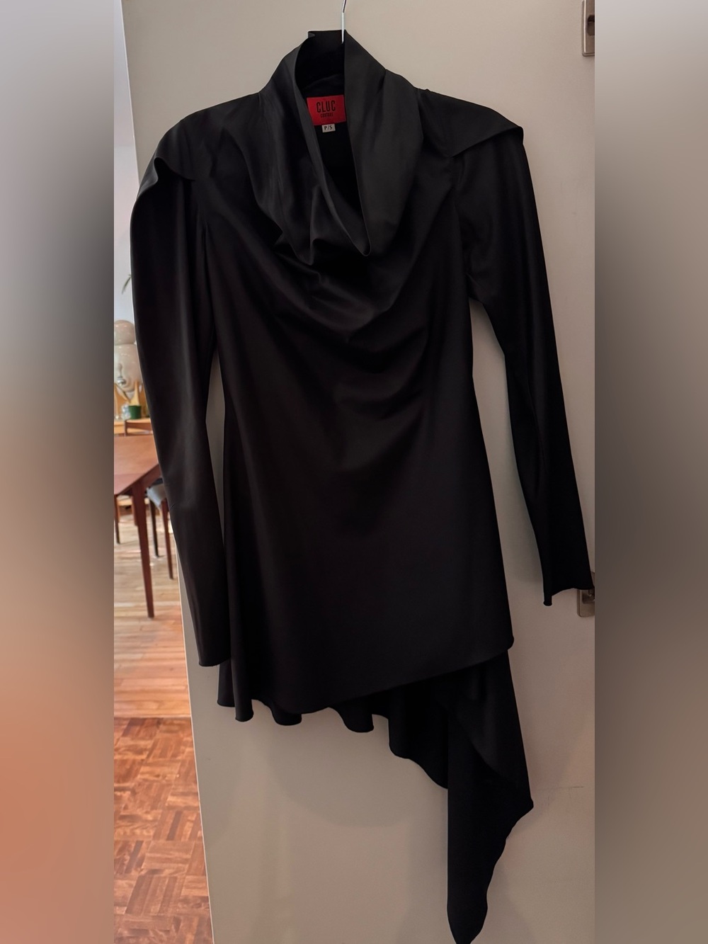 Black Asymmetric Draped Tunic | CLUC Couture | Size S